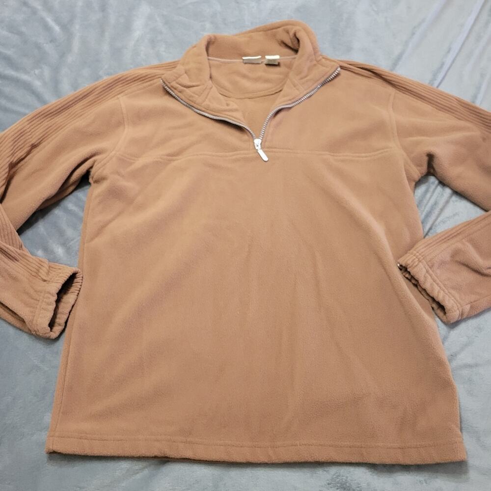 Falls Creek Quarter Zip Sweater Men Medium Brown Collared Polyester Sherpa Style